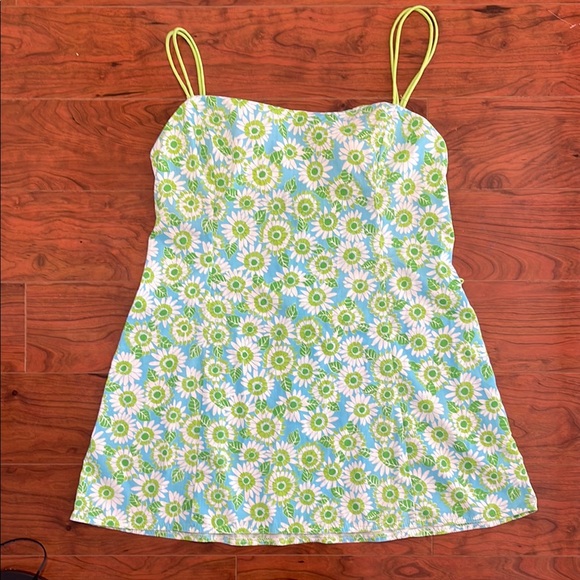 Vintage Lilly Pulitzer Floral Sundress with Green and Yellow Daisies - Picture 1 of 11